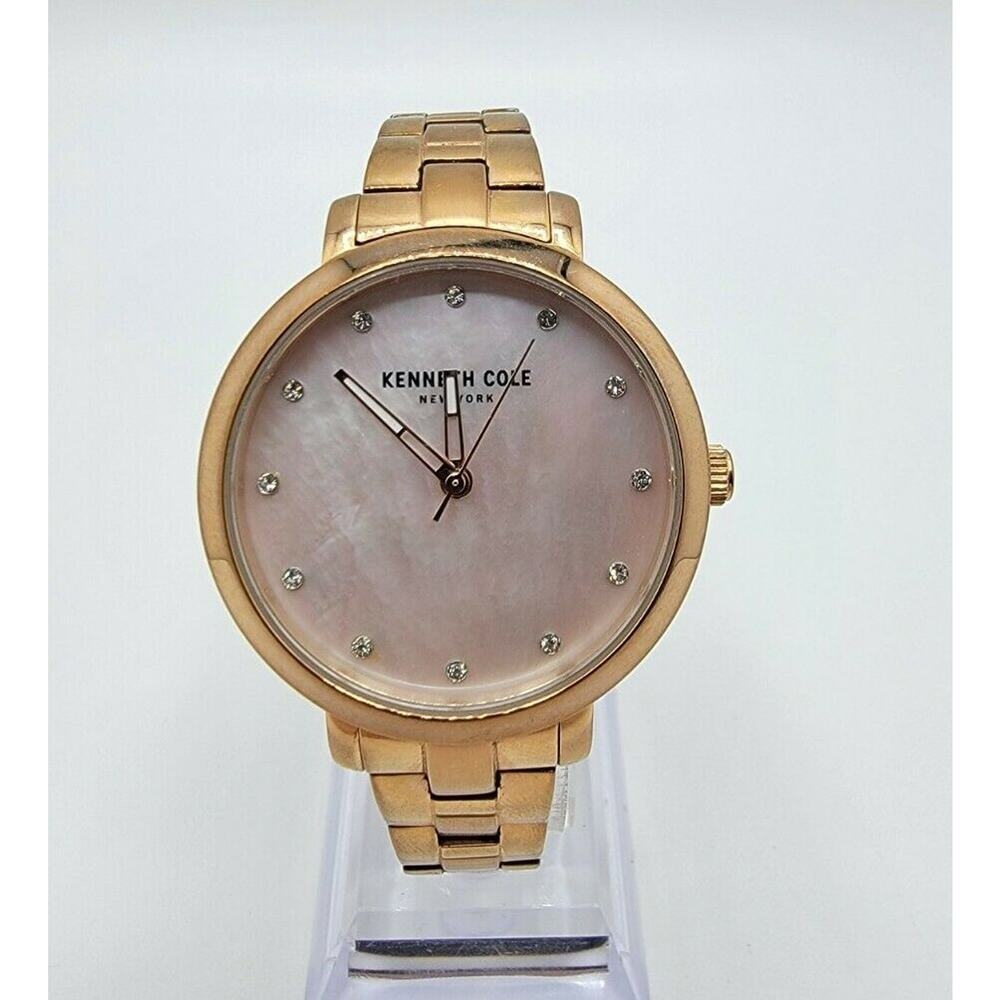 Ladies Kenneth Cole KC15173008 Pink MOP Rose Gold Quartz Watch New Battery